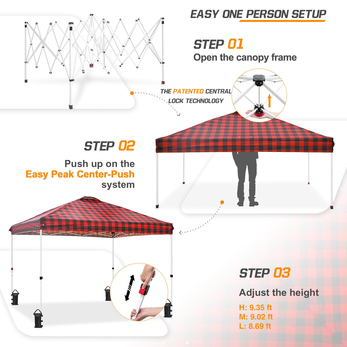 Easy Setup Straight Leg 10x10 Pop Up Canopy Tent Graphix Top w/ 100 sqft of Shade - Eagle Peak Custom Canopy Tent