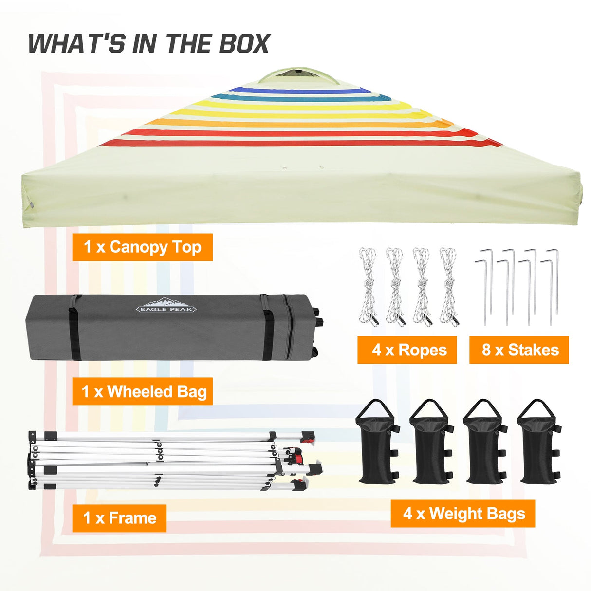 Easy Setup Straight Leg 10x10 Pop Up Canopy Tent Graphix Top w/ 100 sqft of Shade - Eagle Peak Custom Canopy Tent