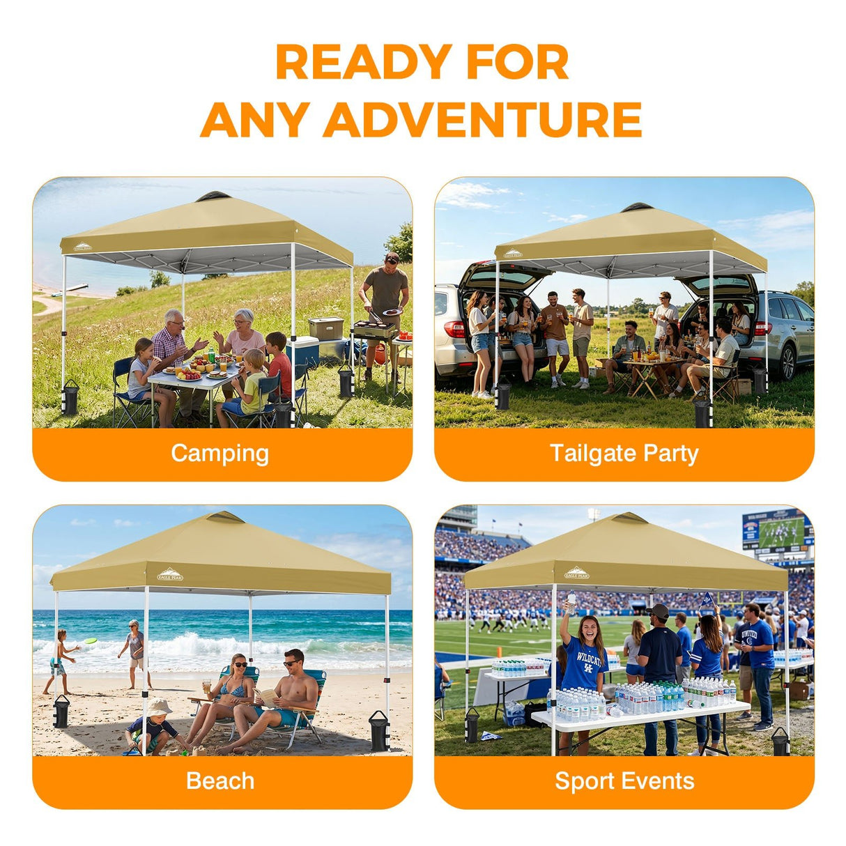 Easy Setup Straight Leg 10x10 Pop Up Canopy Tent w/ 100 sqft of Shade - Eagle Peak®
