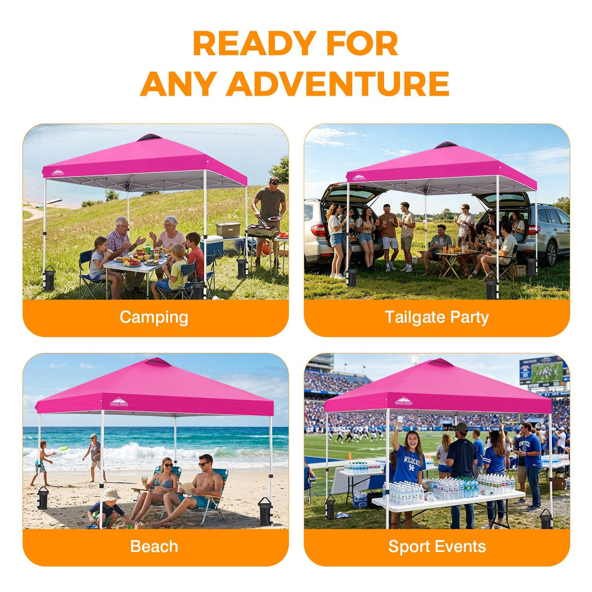 Easy Setup Straight Leg 10x10 Pop Up Canopy Tent w/ 100 sqft of Shade - Eagle Peak®