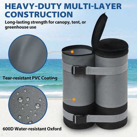 Extra Large Sandbags 180 lbs for Canopy Tent, Set of 4/6, Gray - Eagle Peak Custom Canopy Tent