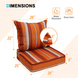 Outdoor Deep Seat Patio Seat Cushion Set, 25x25x5 inch, 2-Piece Back Chair Cushion