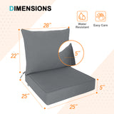 Outdoor Deep Seat Patio Seat Cushion Set, 25x25x5 inch, 2-Piece Back Chair Cushion