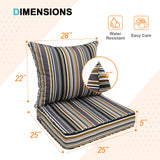 Outdoor Deep Seat Patio Seat Cushion Set, 25x25x5 inch, 2-Piece Back Chair Cushion