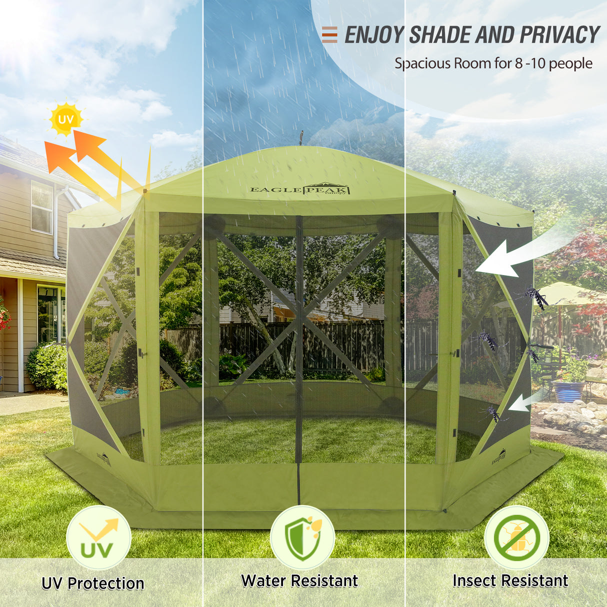 12 x 12 ft Pop Up 6 Sided Instant Gazebo Canopy with Mesh Netting
