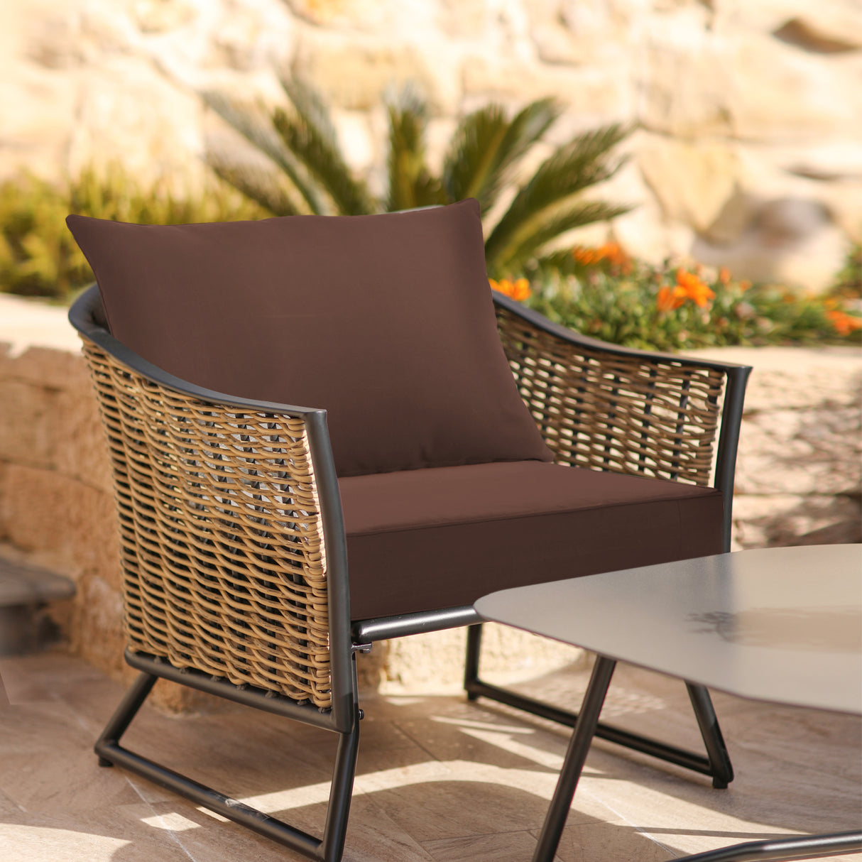 Outdoor Deep Seat Patio Seat Cushion Set, 25x25x5 inch, 2-Piece Back Chair Cushion