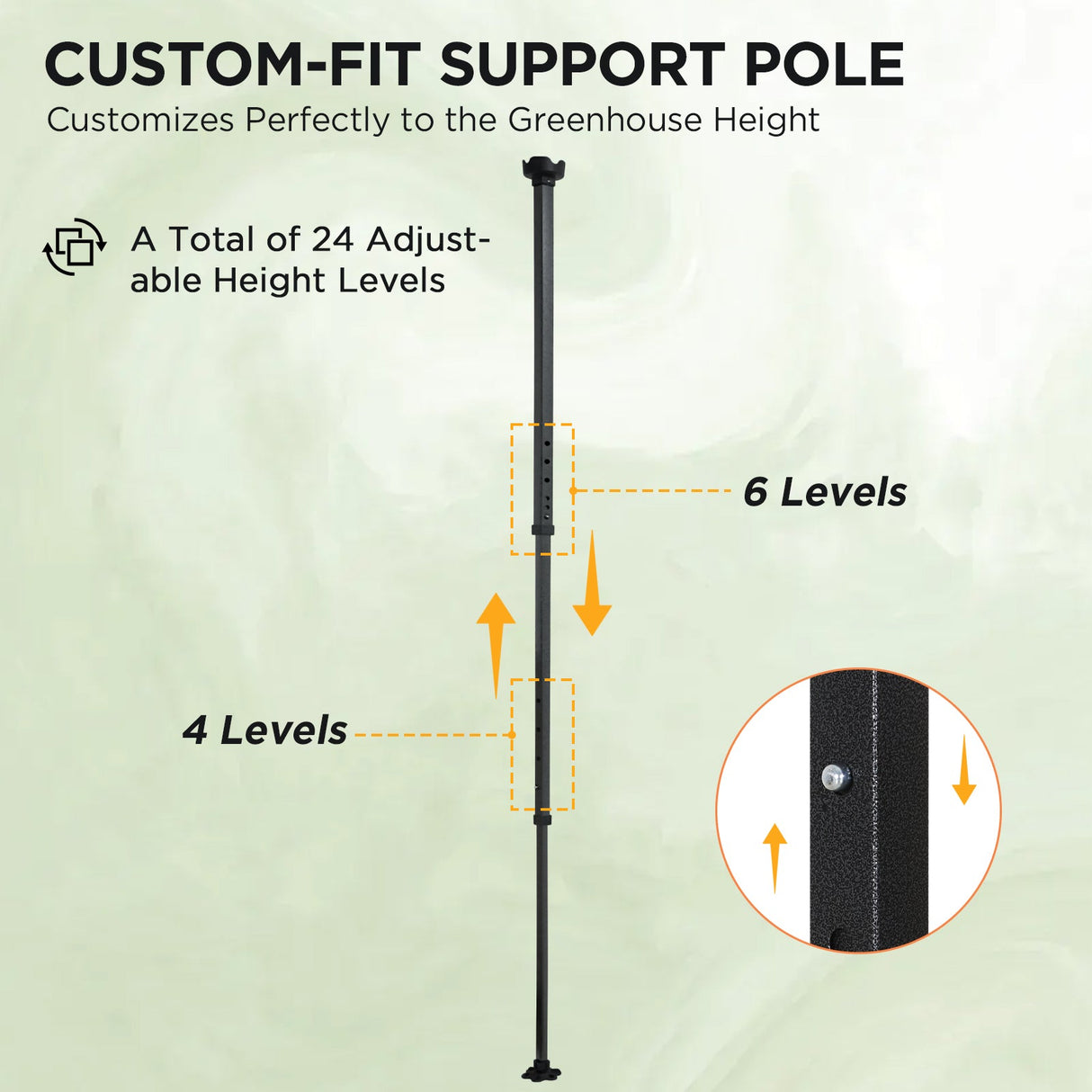 Greenhouse Center Support Pole with Ground Stakes - Eagle Peak Custom Canopy Tent
