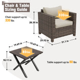 Harbor Haven 3 PCS Wicker Patio Bistro Set, Outdoor Chairs &amp; Side Table - Eagle Peak Custom Canopy Tent