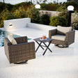 Harbor Haven 3 PCS Wicker Patio Bistro Set, Outdoor Swivel Rocking Chairs &Side Table - Eagle Peak Custom Canopy Tent