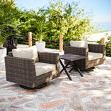 Harbor Haven 3 PCS Wicker Patio Bistro Set, Outdoor Swivel Rocking Chairs &Side Table - Eagle Peak Custom Canopy Tent