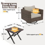 Harbor Haven 3 PCS Wicker Patio Bistro Set, Outdoor Swivel Rocking Chairs &Side Table - Eagle Peak Custom Canopy Tent