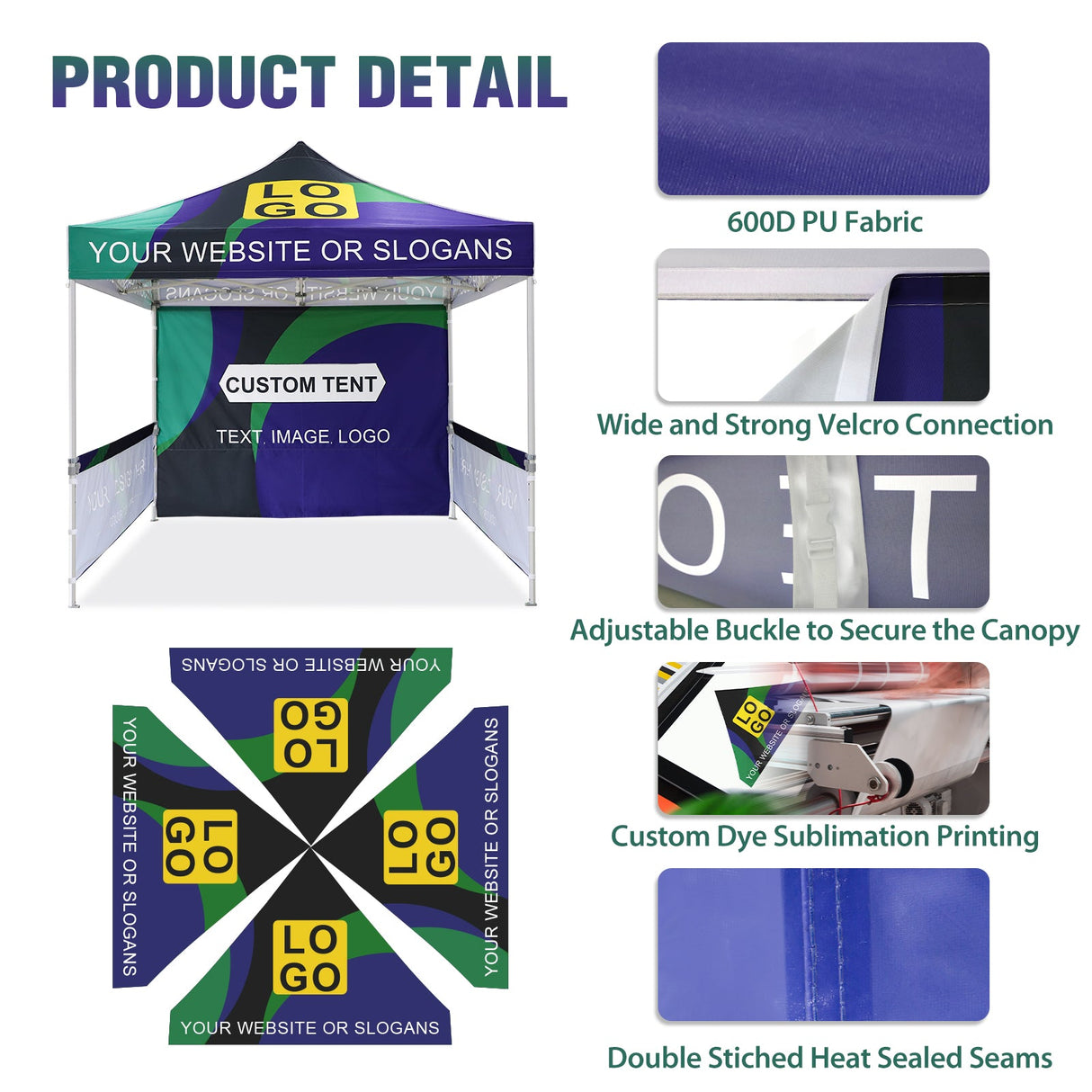 Heavy - Duty Canopy Tent with Your Logo and Custom Design 10x10 ft, CLICK TO CONFIGURE - Package Prices Start at $579.99 - Eagle Peak Custom Canopy Tent