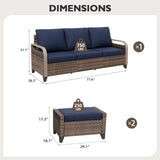 Modern Wicker 3 Piece Outdoor Patio Furniture Set, a 3 - Seat Loveseat and 2 Ottomans - Eagle Peak Custom Canopy Tent