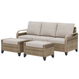 Modern Wicker 3 Piece Outdoor Patio Furniture Set, a 3 - Seat Loveseat and 2 Ottomans - Eagle Peak Custom Canopy Tent