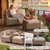 Modern Wicker 3 Piece Outdoor Patio Furniture Set, a 3-Seat Loveseat and 2 Ottomans - Eagle Peak®