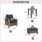 Modern Wicker 5 Piece Furniture Set w/ Patio Chairs, Brown/Gray - Eagle Peak Custom Canopy Tent