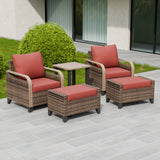 Modern Wicker 5 Piece Furniture Set w/ Patio Chairs, Brown/Gray - Eagle Peak Custom Canopy Tent