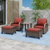 Modern Wicker 5 Piece Furniture Set w/ Swivel Rocking Chairs, Brown/Gray - Eagle Peak Custom Canopy Tent