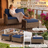 Modern Wicker Outdoor 3 Pieces Patio Furniture Set, 2-Seat Loveseat and 2 Ottoman - Eagle Peak®