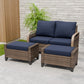 Modern Wicker Outdoor 3 Pieces Patio Furniture Set, 2 - Seat Loveseat and 2 Ottoman - Eagle Peak Custom Canopy Tent