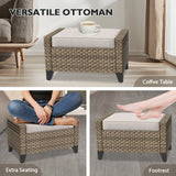 Modern Wicker Outdoor 3 Pieces Patio Furniture Set, 2 - Seat Loveseat and 2 Ottoman - Eagle Peak Custom Canopy Tent