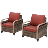 Modern Wicker Outdoor Chair, Patio Chair Curved Armrest, 2 Chairs, Brown/Gray - Eagle Peak Custom Canopy Tent