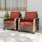 Modern Wicker Outdoor Chair, Patio Chair Curved Armrest, 2 Chairs, Brown/Gray - Eagle Peak Custom Canopy Tent