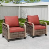 Modern Wicker Outdoor Chair, Patio Chair Curved Armrest, 2 Chairs, Brown/Gray - Eagle Peak Custom Canopy Tent