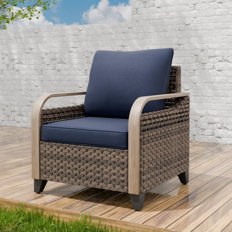 Modern Wicker Outdoor Chair with Cushions, Brown/Gray - Eagle Peak Custom Canopy Tent