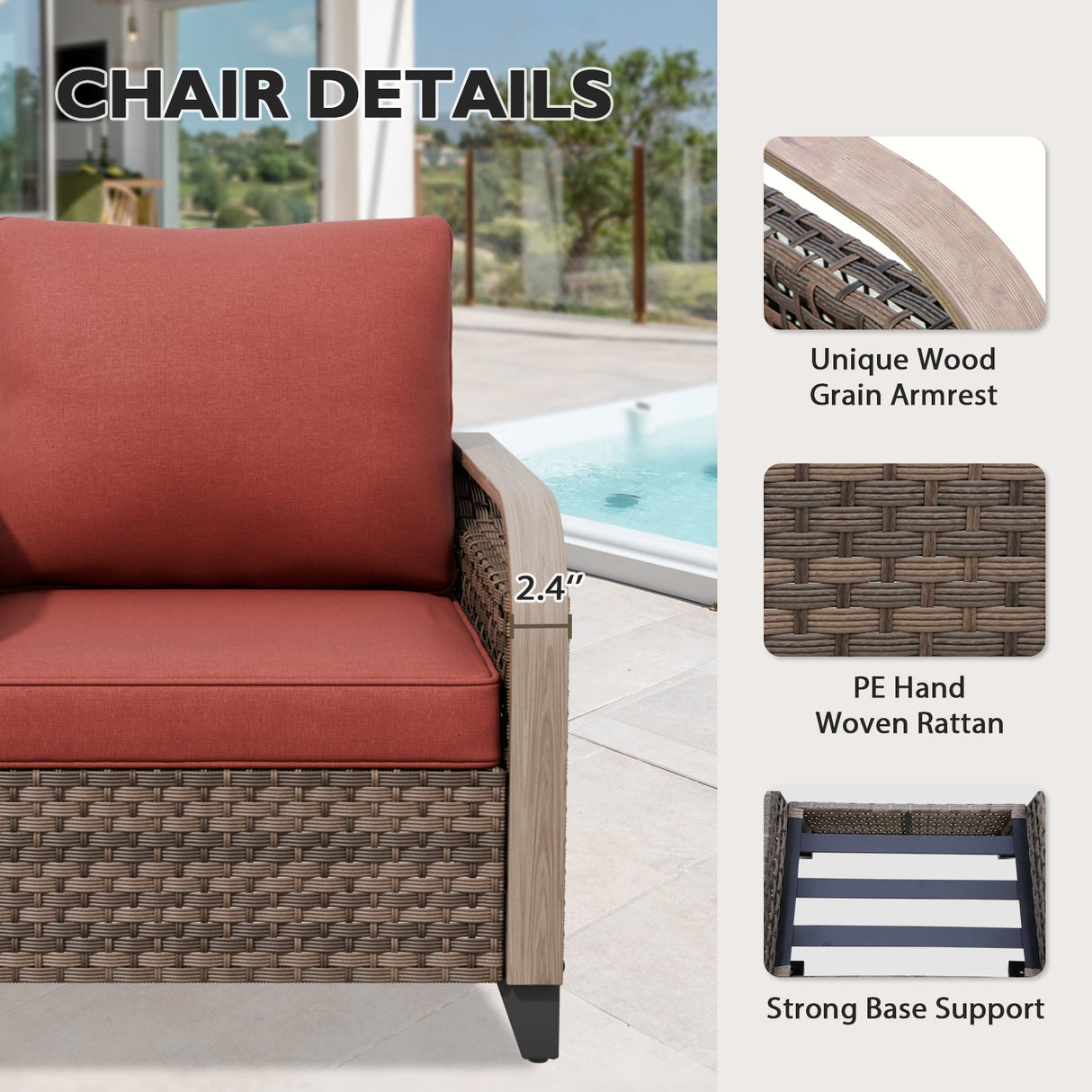 Modern Wicker Outdoor Chair with Cushions, Brown/Gray - Eagle Peak Custom Canopy Tent