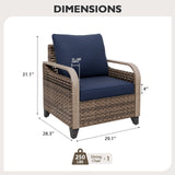 Modern Wicker Outdoor Chair with Cushions, Brown/Gray - Eagle Peak Custom Canopy Tent