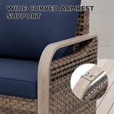 Modern Wicker Outdoor Chair with Cushions, Brown/Gray - Eagle Peak Custom Canopy Tent