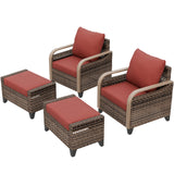 Modern Wicker Outdoor Chair,2 Chairs 2 Ottomans, 4 Pieces, Brown/Gray - Eagle Peak Custom Canopy Tent