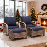 Modern Wicker Outdoor Chair,2 Chairs 2 Ottomans, 4 Pieces, Brown/Gray - Eagle Peak Custom Canopy Tent