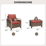 Modern Wicker Outdoor Chair,2 Chairs 2 Ottomans, 4 Pieces, Brown/Gray - Eagle Peak Custom Canopy Tent