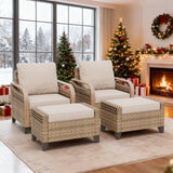 Modern Wicker Outdoor Chair,2 Chairs 2 Ottomans, 4 Pieces, Brown/Gray - Eagle Peak Custom Canopy Tent