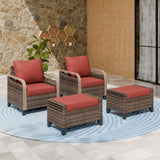 Modern Wicker Outdoor Chair,2 Chairs 2 Ottomans, 4 Pieces, Brown/Gray - Eagle Peak Custom Canopy Tent