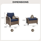 Modern Wicker Outdoor Chair,2 Chairs 2 Ottomans, 4 Pieces, Brown/Gray - Eagle Peak Custom Canopy Tent