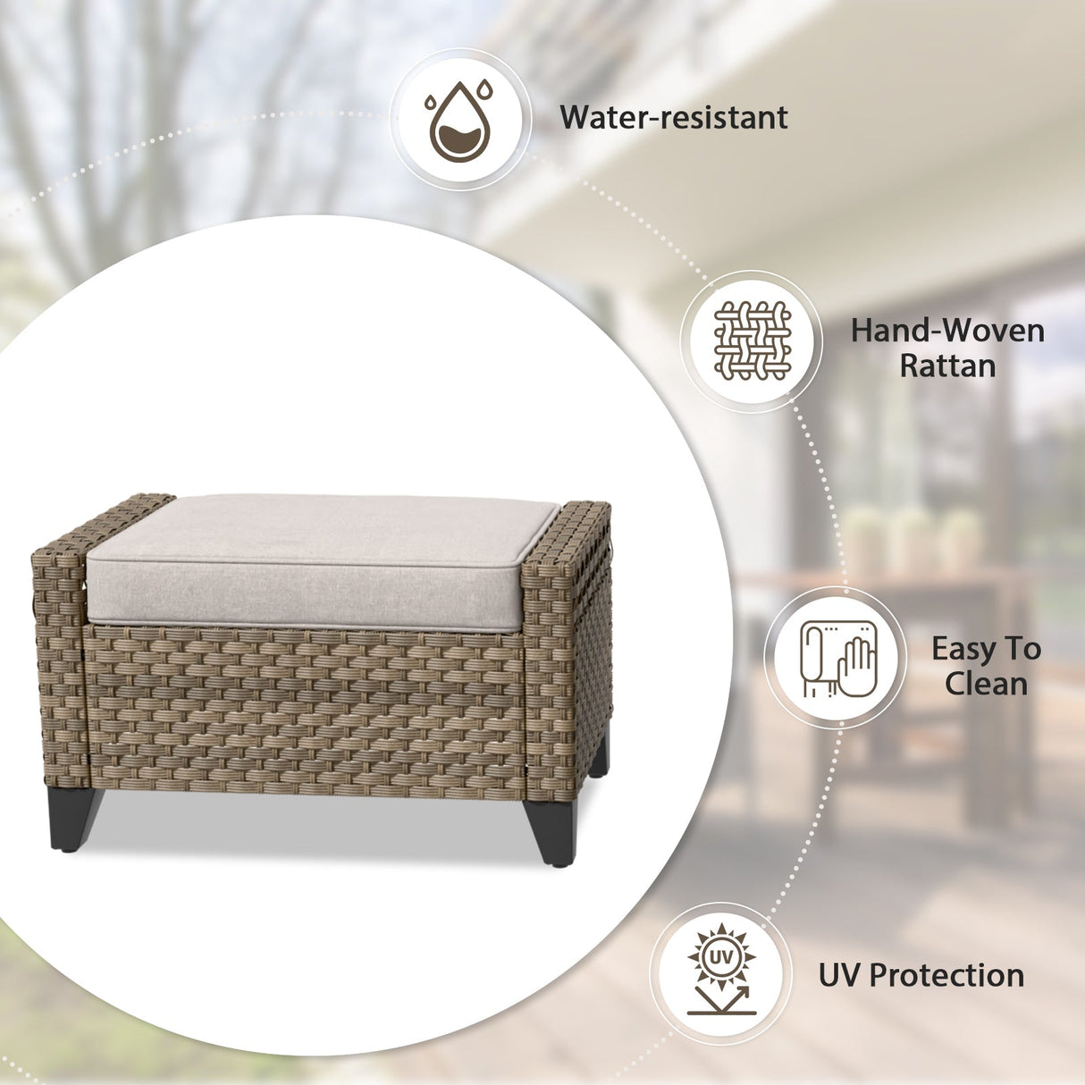 Modern Wicker Outdoor Chair,2 Chairs 2 Ottomans, 4 Pieces, Brown/Gray - Eagle Peak Custom Canopy Tent
