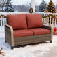 Modern Wicker Outdoor Furniture 2 Seat Loveseat Sofa , Brown/Gray - Eagle Peak Custom Canopy Tent