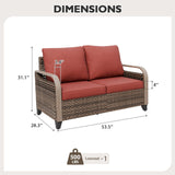 Modern Wicker Outdoor Furniture 2 Seat Loveseat Sofa , Brown/Gray - Eagle Peak Custom Canopy Tent