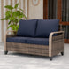 Modern Wicker Outdoor Furniture 2 Seat Loveseat Sofa , Brown/Gray - Eagle Peak Custom Canopy Tent
