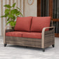 Modern Wicker Outdoor Furniture 2 Seat Loveseat Sofa , Brown/Gray - Eagle Peak Custom Canopy Tent