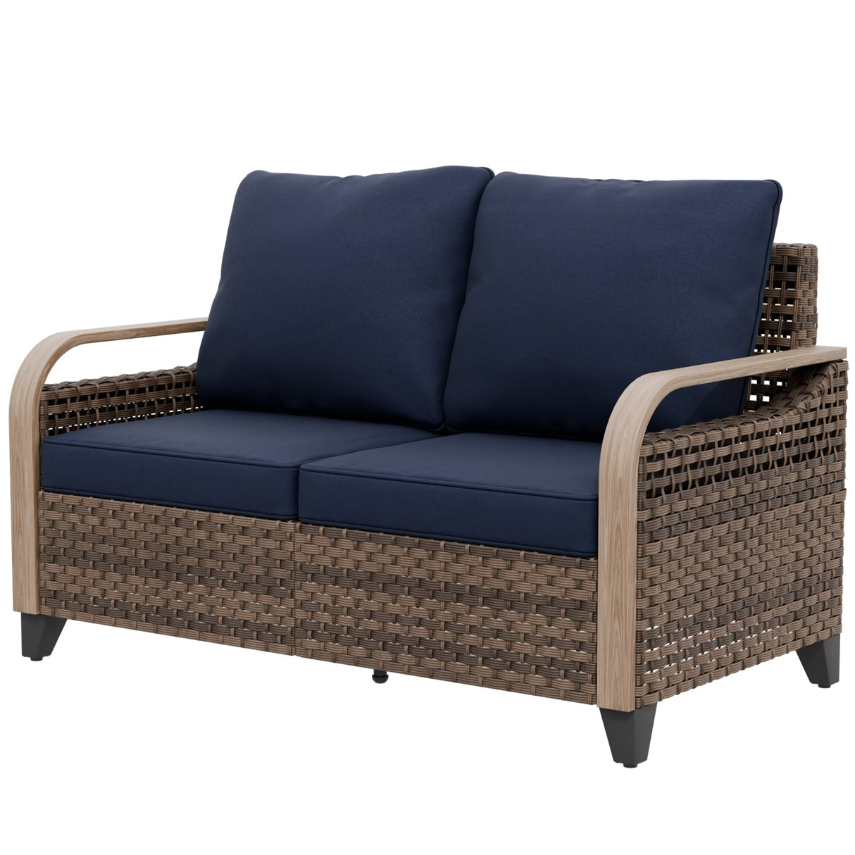 Modern Wicker Outdoor Furniture 2 Seat Loveseat Sofa , Brown/Gray - Eagle Peak Custom Canopy Tent