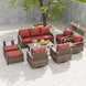 Modern Wicker Outdoor Furniture Set,4 Swivel Rocker Chairs, 3 - Seat Loveseat, 2 Ottomans, Coffee Table and Side Table, 9 Pieces, Brown/Gray - Eagle Peak Custom Canopy Tent