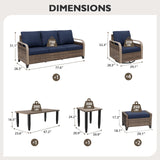 Modern Wicker Outdoor Furniture Set,4 Swivel Rocker Chairs, 3 - Seat Loveseat, 2 Ottomans, Coffee Table and Side Table, 9 Pieces, Brown/Gray - Eagle Peak Custom Canopy Tent