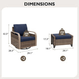 Modern Wicker Outdoor Glider Rocking Chair,2 Chairs 2 Ottomans, 4 Piece, Brown/Gray - Eagle Peak Custom Canopy Tent