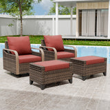 Modern Wicker Outdoor Glider Rocking Chair,2 Chairs 2 Ottomans, 4 Piece, Brown/Gray - Eagle Peak Custom Canopy Tent