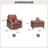 Modern Wicker Outdoor Glider Rocking Chair,2 Chairs 2 Ottomans, 4 Piece, Brown/Gray - Eagle Peak Custom Canopy Tent