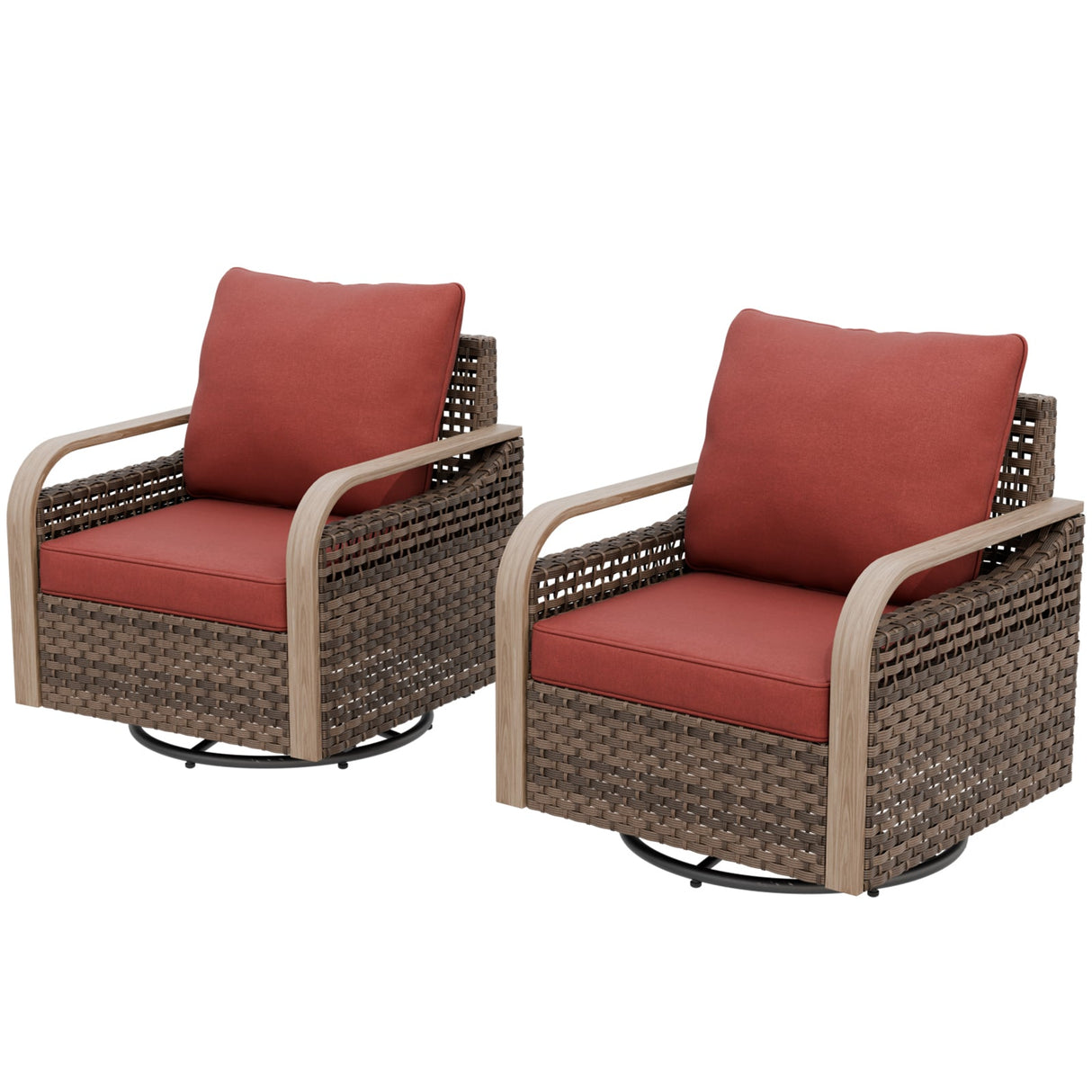 Modern Wicker Outdoor Glider Rocking Chair,2 Chairs, Brown/Gray - Eagle Peak Custom Canopy Tent